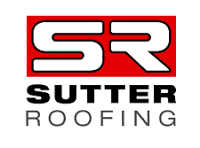 logo with large red letters "sr" above the words "sutter roofing" in black text on a white background.